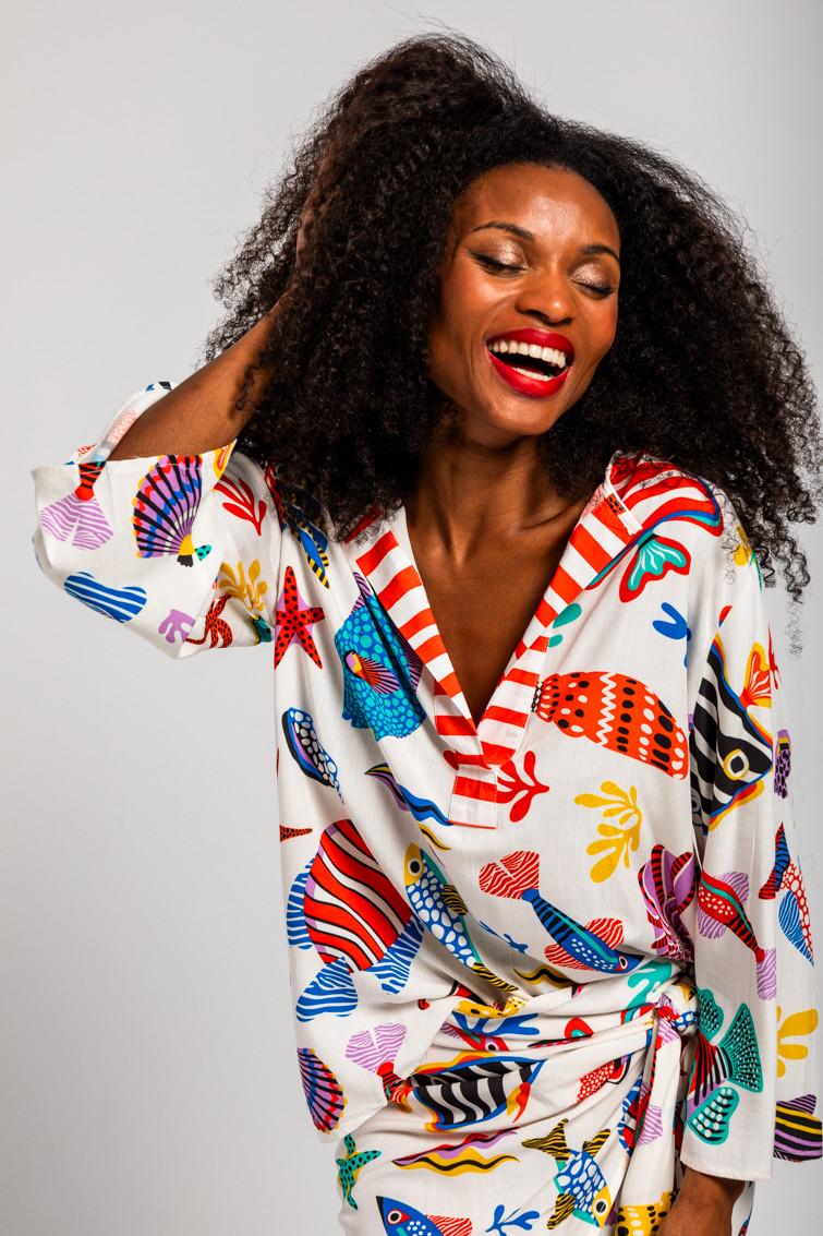 Blusa ibicenca estampada – Por la boca vive el pez.