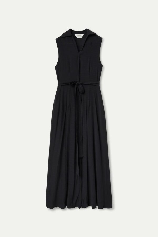 Vestido largo negro en crepé ligero. - Imagen 2